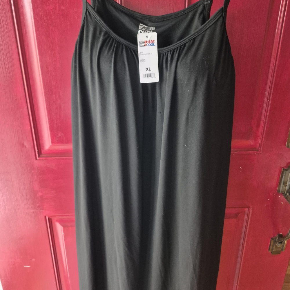 Basic Black Midi Slip Dress - XL